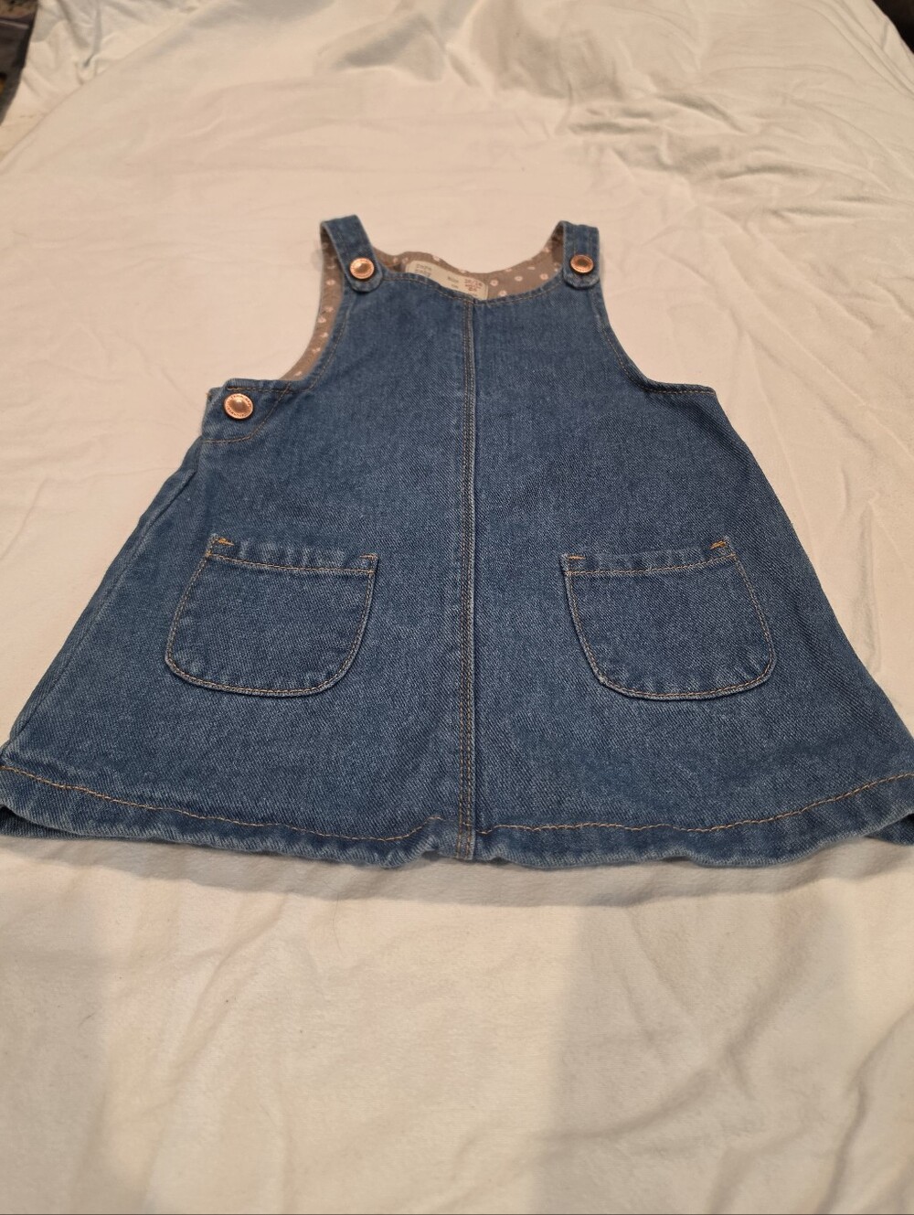 Zara Baby 12-18 Month Denim Overall Dress Girl